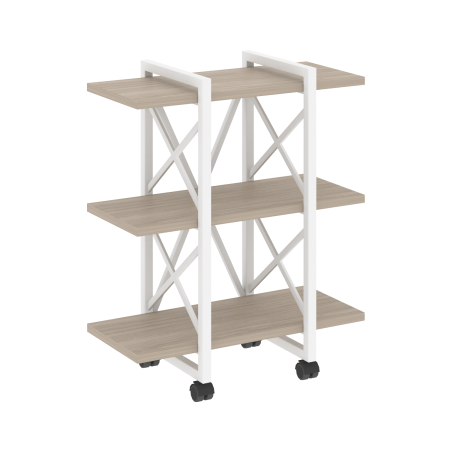 Loft Стеллаж на колесных опорах-3 полки VR.L-MST.K-3.4V Дуб Аттик/Металл Белый 800*400*968