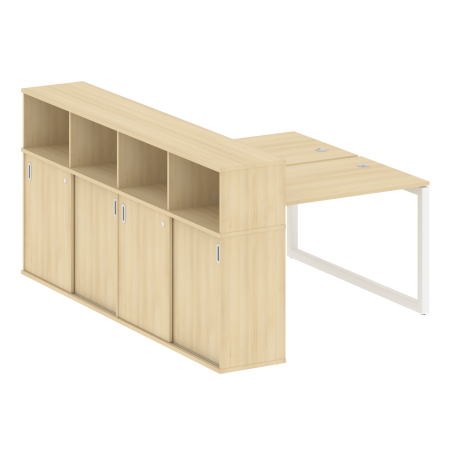 Metal System Quattro Рабочая станция с шкафом-купе на О-образном м/к 50БО.РС-СШК-4.2 Т Акация Лорка/Металл Белый 1610*2332*1098