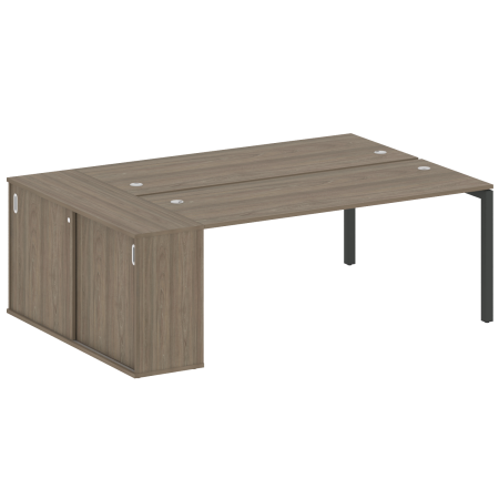 Metal System Quattro Рабочая станция с шкафом-купе на П-образном м/к 50БП.РС-СШК-1.5 Т Вяз Благородный/Металл Антрацит 2210*1475*750