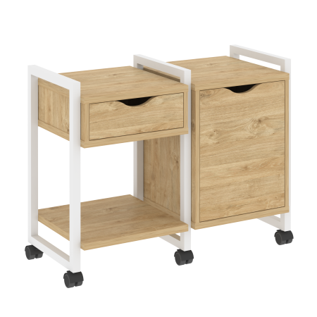 Loft Тумба на колесных опорах VR.L-TN-3.K Тиквуд Светлый/Металл Белый 970*460*767