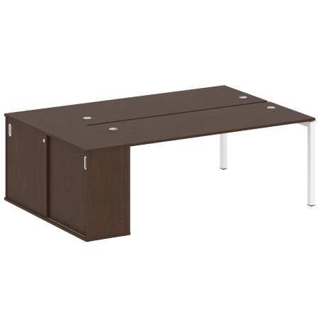 Metal System Quattro Рабочая станция с шкафом-купе на П-образном м/к 50БП.РС-СШК-1.5 Т Венге Цаво/Металл Белый 2210*1475*750