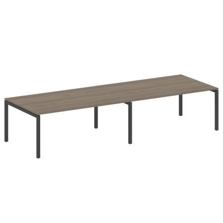 Metal System Quattro Переговорный стол (2 столешницы) на П-образном м/к 50БП.ПРГ-2.5 Вяз Благородный/Металл Антрацит 3600*1235*750