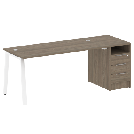 Metal System Рабочая станция с тумбой на А-образном м/к БА.РС-СТП-1.4 Вяз Благородный/Металл Белый 2012*720*750 Metal System Рабочая станция с тумбой на А-образном м/к БА.РС-СТП-1.4 Вяз Благородный/Металл Белый 2012*720*750