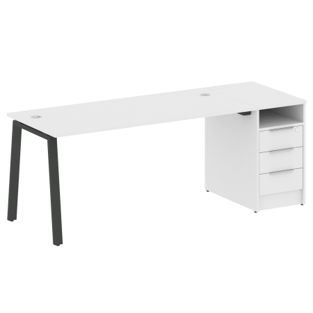 Metal System Рабочая станция с тумбой на А-образном м/к БА.РС-СТП-1.4 Белый/Металл Антрацит 2012*720*750 Metal System Рабочая станция с тумбой на А-образном м/к БА.РС-СТП-1.4 Белый/Металл Антрацит 2012*720*750