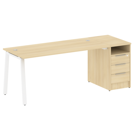 Metal System Рабочая станция с тумбой на А-образном м/к БА.РС-СТП-1.4 Акация Лорка/Металл Белый 2012*720*750 Metal System Рабочая станция с тумбой на А-образном м/к БА.РС-СТП-1.4 Акация Лорка/Металл Белый 2012*720*750