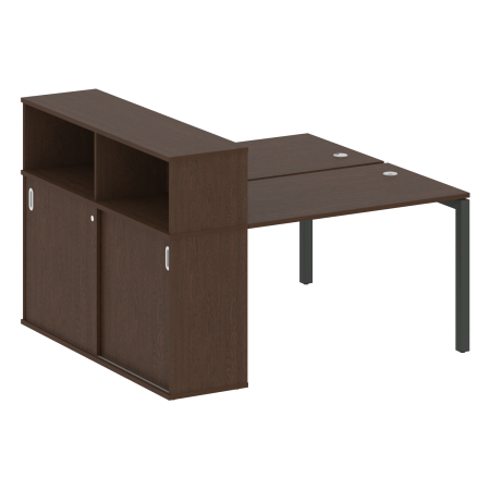 Metal System Quattro Рабочая станция с шкафом-купе на П-образном м/к 50БП.РС-СШК-2.2 Т Венге Цаво/Металл Антрацит 1610*1475*1098