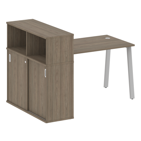 Metal System Стол письменный с шкафом-купе на А-образном м/к БА.РС-СШК-3.2 Т Вяз Благородный/Металл Серый 1610*1120*1098 Metal System Стол письменный с шкафом-купе на А-образном м/к БА.РС-СШК-3.2 Т Вяз Благородный/Металл Серый 1610*1120*1098