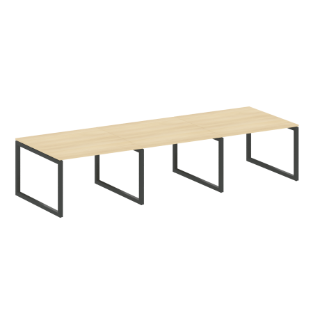 Metal System Quattro Переговорный стол (3 столешницы) на О-оразном м/к 50БО.ПРГ-3.2 Акация Лорка/Металл Антрацит 3600*1235*750