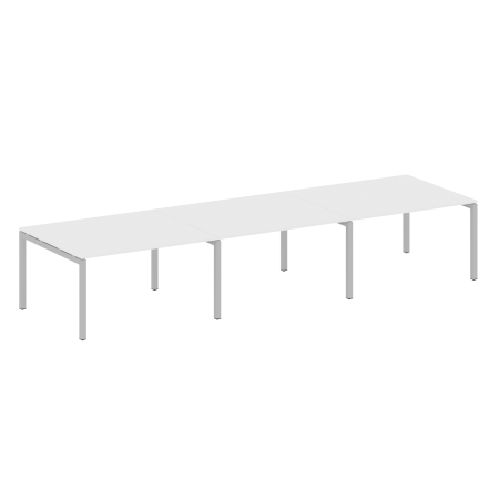 Metal System Quattro Переговорный стол (3 столешницы) на П-оразном м/к 50БП.ПРГ-3.3 Белый/Металл Серый 4200*1235*750