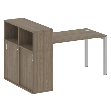 Metal System Quattro Стол письменный с шкафом-купе на П-образном м/к 50БП.РС-СШК-3.3 Т Вяз Благородный/Металл Серый 1810*1120*1098