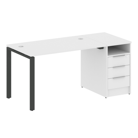 Metal System Рабочая станция с тумбой на П-образном м/к БП.РС-СТП-1.2 Белый/Металл Антрацит 1612*720*750 Metal System Рабочая станция с тумбой на П-образном м/к БП.РС-СТП-1.2 Белый/Металл Антрацит 1612*720*750