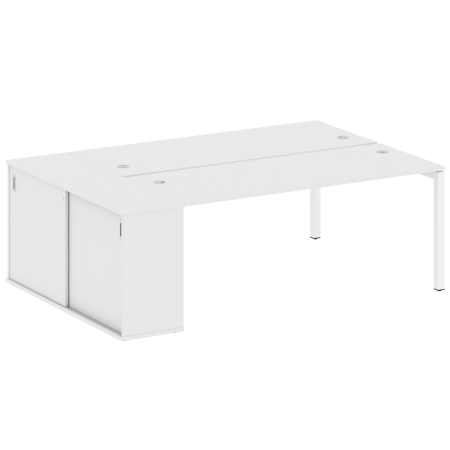 Metal System Quattro Рабочая станция с шкафом-купе на П-образном м/к 50БП.РС-СШК-1.5 Т Белый/Металл Белый 2210*1475*750