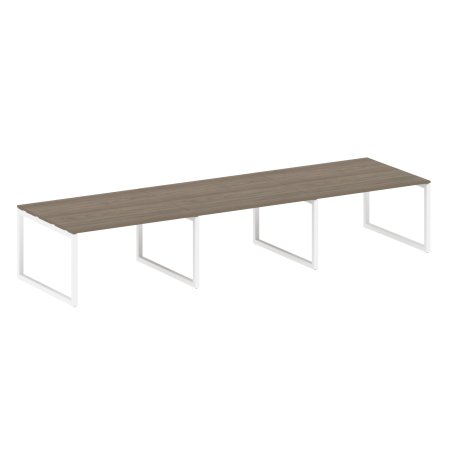 Metal System Quattro Переговорный стол (3 столешницы) на О-оразном м/к 50БО.ПРГ-3.3 Вяз Благородный/Металл Белый 4200*1235*750