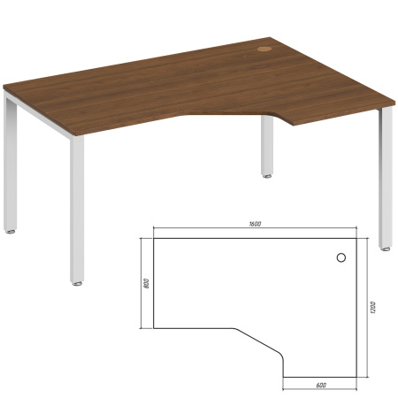 Trend Metal TDM32215534 Эргономичный стол правый 1600x1200x750 орех экко