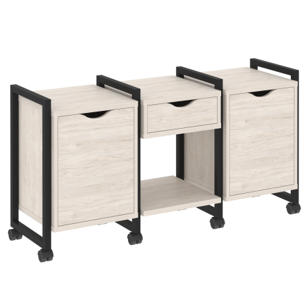 Loft Тумба на колесных опорах VR.L-TN-7.K Денвер Светлый/Металл Черный 1440*460*767 Loft Тумба на колесных опорах VR.L-TN-7.K Денвер Светлый/Металл Черный 1440*460*767