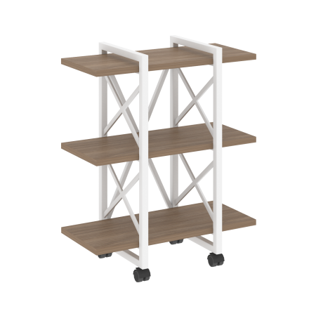 Loft Стеллаж на колесных опорах-3 полки VR.L-MST.K-3.4V Дуб Аризона/Металл Белый 800*400*968