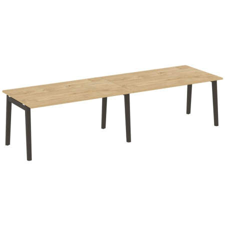 Onix Wood Стол переговорный (2 столешницы) OW.PRG-2.4 Тиквуд Светлый/Дуб Темный/Металл Антрацит 3160*980*750