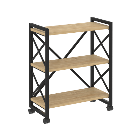 Loft Стеллаж на колесных опорах-3 полки VR.L-MST.K-3.8 Тиквуд Светлый/Металл Черный 800*400*968