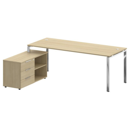 Metal System Direct Стол руковод. с тумбой БГ.СРТ-6.8 (L) Акация Лорка/Нержавеющая Сталь 2100*1620*750 Metal System Direct Стол руковод. с тумбой БГ.СРТ-6.8 (L) Акация Лорка/Нержавеющая Сталь 2100*1620*750