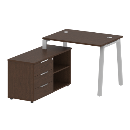 Metal System Рабочая станция с тумбой на А-образном м/к БА.РС-СТС-2.1 (L) Венге Цаво/Металл Серый 1100*1520*750 Metal System Рабочая станция с тумбой на А-образном м/к БА.РС-СТС-2.1 (L) Венге Цаво/Металл Серый 1100*1520*750