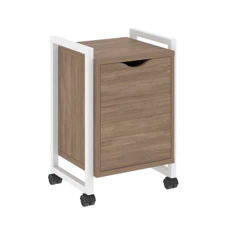 Loft Тумба на колесных опорах+фасад VR.L-T2.K Дуб Аризона/Металл Белый 500*460*767