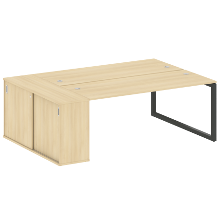 Metal System Quattro Рабочая станция с шкафом-купе на О-образном м/к 50БО.РС-СШК-1.5 Т Акация Лорка/Металл Антрацит 2210*1475*750