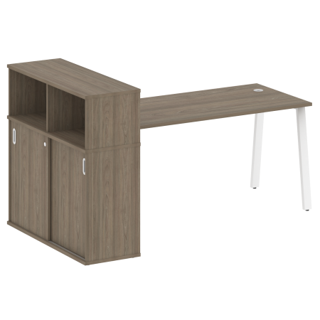 Metal System Стол письменный с шкафом-купе на А-образном м/к БА.РС-СШК-3.4 Т Вяз Благородный/Металл Белый 2010*1120*1098 Metal System Стол письменный с шкафом-купе на А-образном м/к БА.РС-СШК-3.4 Т Вяз Благородный/Металл Белый 2010*1120*1098