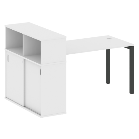 Metal System Quattro Стол письменный с шкафом-купе на П-образном м/к 50БП.РС-СШК-3.3 Т Белый/Металл Антрацит 1810*1120*1098