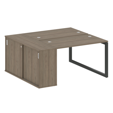 Metal System Quattro Рабочая станция с шкафом-купе на О-образном м/к 50БО.РС-СШК-1.2 Т Вяз Благородный/Металл Антрацит 1610*1475*750