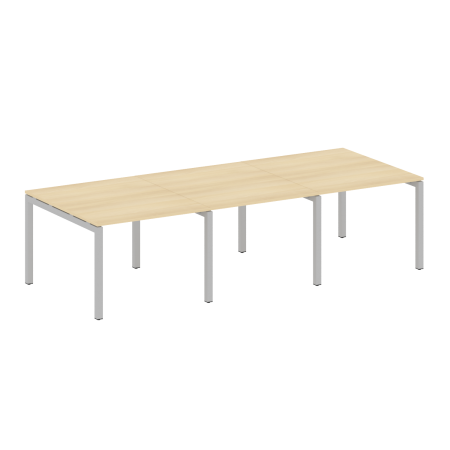 Metal System Quattro Переговорный стол (3 столешницы) на П-оразном м/к 50БП.ПРГ-3.1 Акация Лорка/Металл Серый 3000*1235*750