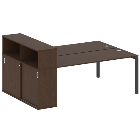 Metal System Quattro Рабочая станция с шкафом-купе на П-образном м/к 50БП.РС-СШК-2.5 Т Венге Цаво/Металл Антрацит 2210*1475*1098
