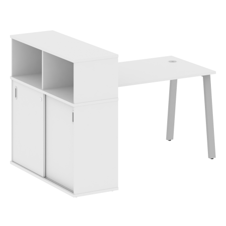 Metal System Стол письменный с шкафом-купе на А-образном м/к БА.РС-СШК-3.2 Т Белый/Металл Серый 1610*1120*1098 Metal System Стол письменный с шкафом-купе на А-образном м/к БА.РС-СШК-3.2 Т Белый/Металл Серый 1610*1120*1098