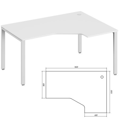 Trend Metal TDM32215544 Эргономичный стол правый 1600x1200x750 белый