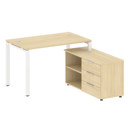 Metal System Рабочая станция с тумбой на П-образном м/к БП.РС-СТС-2.2 (R) Акация Лорка/Металл Белый 1300*1520*750 Metal System Рабочая станция с тумбой на П-образном м/к БП.РС-СТС-2.2 (R) Акация Лорка/Металл Белый 1300*1520*750