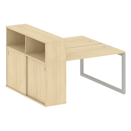Metal System Quattro Рабочая станция с шкафом-купе на О-образном м/к 50БО.РС-СШК-2.2 Т Акация Лорка/Металл Серый 1610*1475*1098