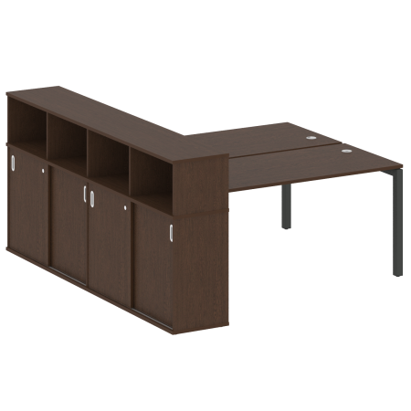 Metal System Quattro Рабочая станция с шкафом-купе на П-образном м/к 50БП.РС-СШК-4.4 Т Венге Цаво/Металл Антрацит 2010*2332*1098