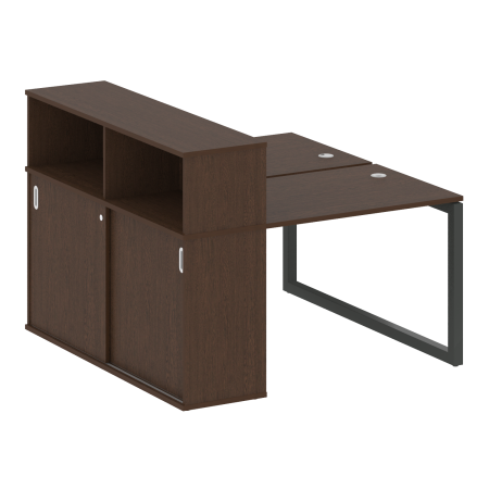 Metal System Quattro Рабочая станция с шкафом-купе на О-образном м/к 50БО.РС-СШК-2.1 Т Венге Цаво/Металл Антрацит 1410*1475*1098