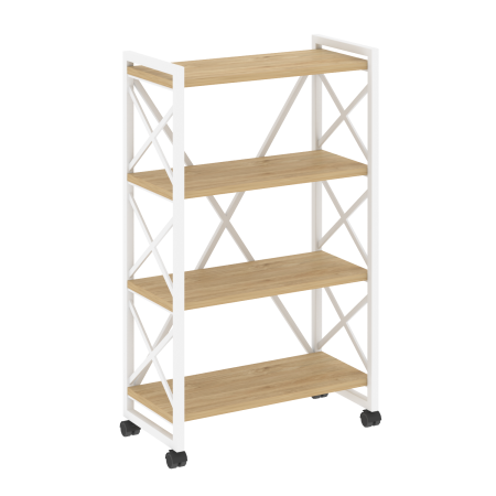 Loft Стеллаж на колесных опорах-4 полки VR.L-MST.K-4.8 Тиквуд Светлый/Металл Белый 800*400*1334