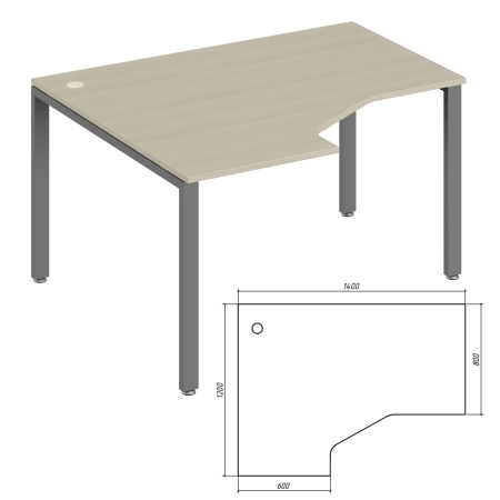 Trend Metal TDM32215485 Эргономичный стол левый 1400x1200x750 дуб феррара