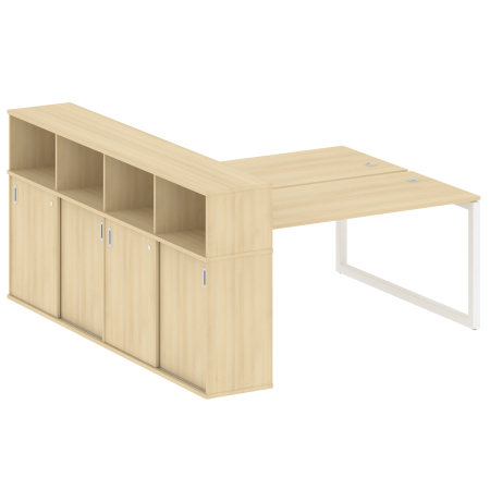 Metal System Quattro Рабочая станция с шкафом-купе на О-образном м/к 50БО.РС-СШК-4.4 Т Акация Лорка/Металл Белый 2010*2332*1098