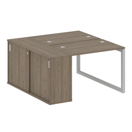 Metal System Quattro Рабочая станция с шкафом-купе на О-образном м/к 50БО.РС-СШК-1.1 Т Вяз Благородный/Металл Серый 1410*1475*750