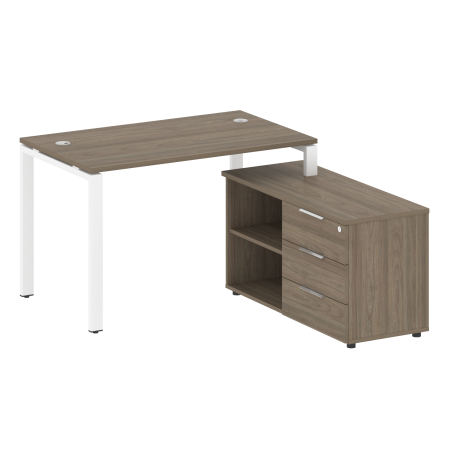 Metal System Рабочая станция с тумбой на П-образном м/к БП.РС-СТС-2.2 (R) Вяз Благородный/Металл Белый 1300*1520*750 Metal System Рабочая станция с тумбой на П-образном м/к БП.РС-СТС-2.2 (R) Вяз Благородный/Металл Белый 1300*1520*750