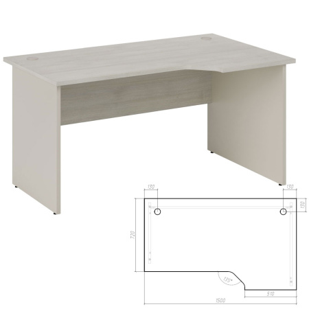 New Line NLN36315621 Стол эргономичный правый 1500x900x750 дуб шамони светлый New Line NLN36315621 Стол эргономичный правый 1500x900x750 дуб шамони светлый