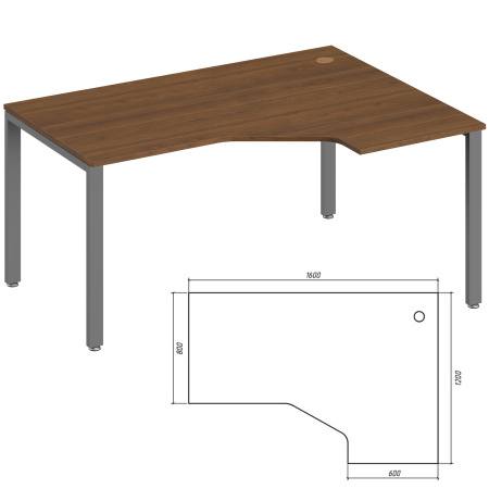Trend Metal TDM32215535 Эргономичный стол правый 1600x1200x750 орех экко