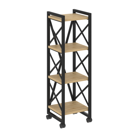 Loft Стеллаж на колесных опорах-4 полки VR.L-MST.K-4.4 Тиквуд Светлый/Металл Черный 400*400*1334