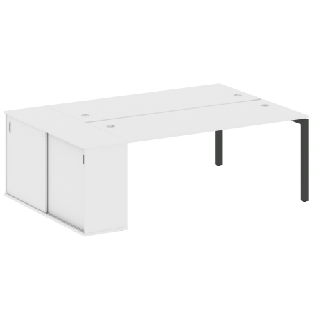 Metal System Quattro Рабочая станция с шкафом-купе на П-образном м/к 50БП.РС-СШК-1.5 Т Белый/Металл Антрацит 2210*1475*750