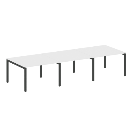Metal System Quattro Переговорный стол (3 столешницы) на П-оразном м/к 50БП.ПРГ-3.2 Белый/Металл Антрацит 3600*1235*750