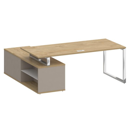 Shift Стол руководителя с опорной греденцией, правый SK.SRG-200 (R) Тиквуд Светлый/Капучино 2000*1800*753