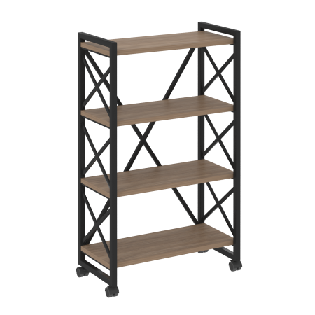 Loft Стеллаж на колесных опорах-4 полки VR.L-MST.K-4.8 Дуб Аризона/Металл Черный 800*400*1334