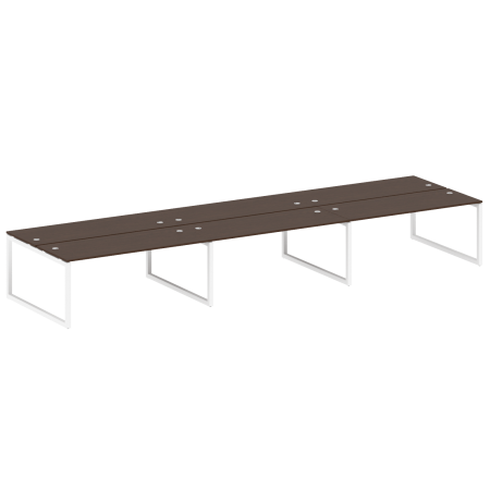Metal System Quattro Рабочая станция на 6 раб. мест на О-образном м/к 50БО.СМ-6.5 Венге Цаво/Металл Белый 5400*1475*750